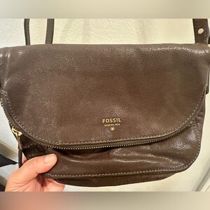 Fossil Dark Brown Leather Crossbody